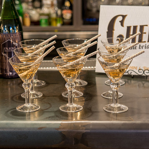 "Sippers" Chevron Pattern Metallic Print Paper Straws Gold