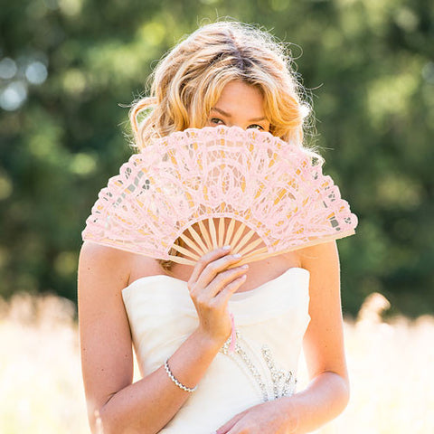 Vintage Pink Lace Hand Fan