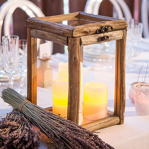 Rustic Wood and Glass Box with Hinged Lid