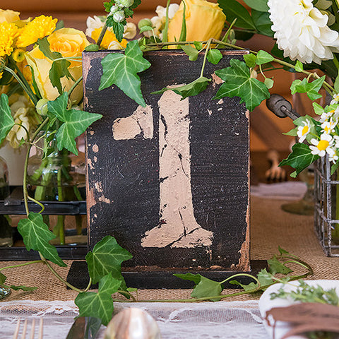 Rustic Self-Standing Table Number And Holders Numbers 7-12
