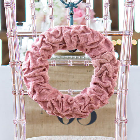 Large Ruffled Burlap Wreath in Vintage Pink Vintage Pink