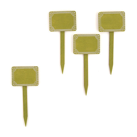 Miniature Wooden Decorative Stakes Leaf Green