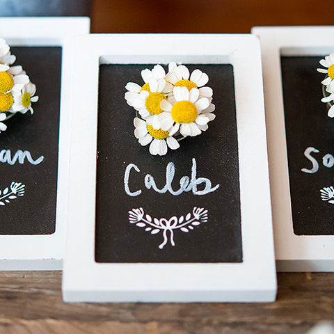 Small Framed Chalkboard with Flower Holder White