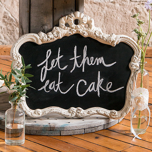 Blackboard in Ornate Vintage Frame in Antique White White