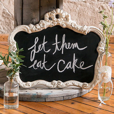 Blackboard in Ornate Vintage Frame in Antique White White