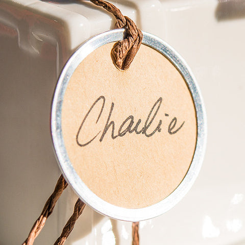 Vintage Round Metal Rim Favor Tags With Jute Ties