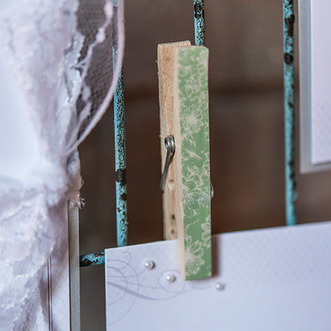 Vintage Wooden Clothespins with English Garden Pattern