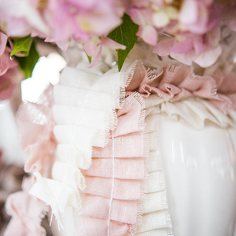 Ruffled Fabric Ribbon Trim Pastel Pink