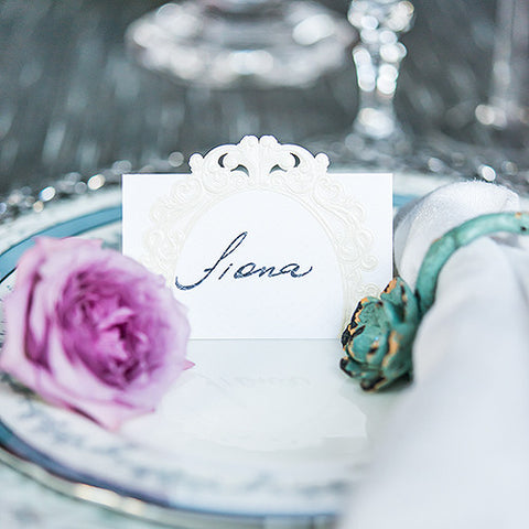 Pearls and Lace Laser Embossed Place Cards