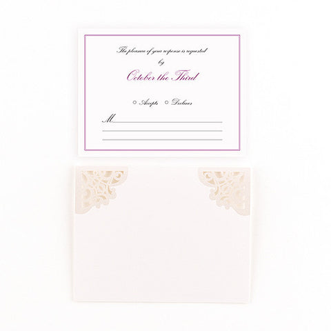 Pearl Romance Laser Embossed Accessory Cards with Personalization Lavender