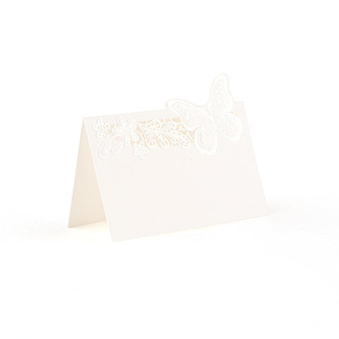 Floral Elegance with Butterfly Laser Embossed Place Cards