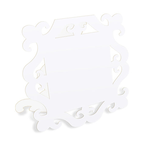 Laser Expressions Square Baroque Frame Folded Place Card - White