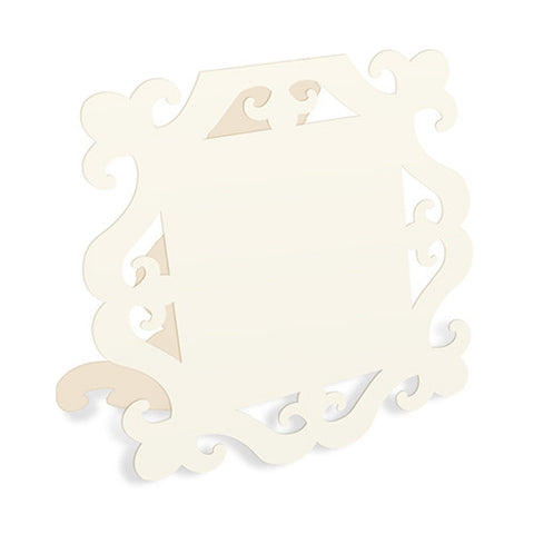 Laser Expressions Square Baroque Frame Folded Place Card - Ivory