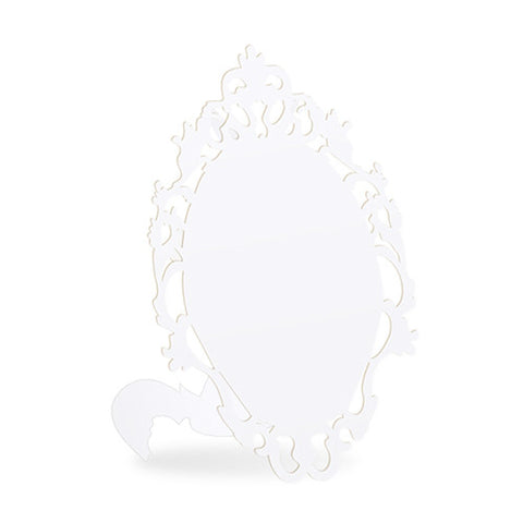 Laser Expressions Small Oval Baroque Frame Folded Place Card - White