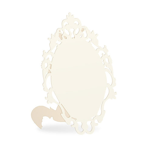 Laser Expressions Small Oval Baroque Frame Folded Place Card - Ivory