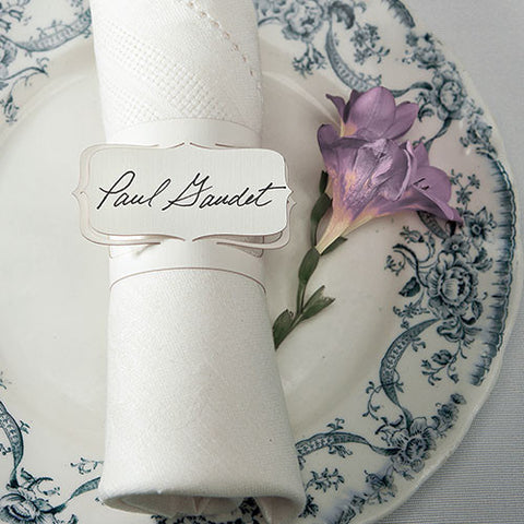 Laser Expressions Bracketed Place Card Napkin Ring - White