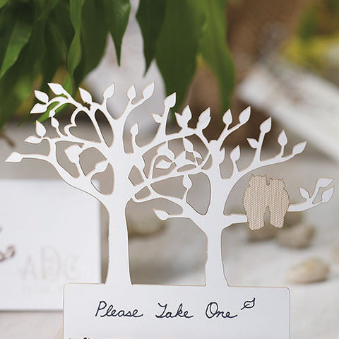 Laser Expressions Tree Silhouette With Owls Die Cut Card - White