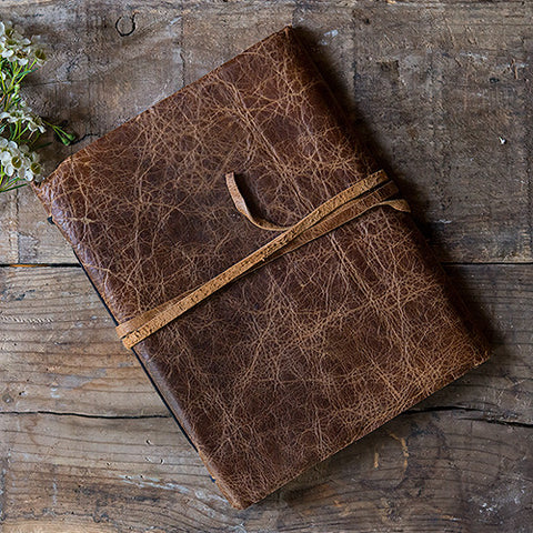 Leather Bound Journal Rustic Style Guest Book Chocolate Brown