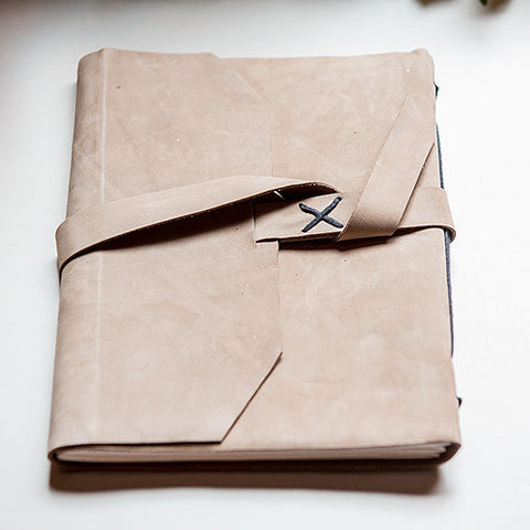 Leather Bound Journal Industrial Style Guest Book Silver