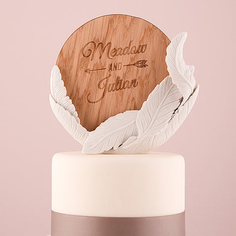 White Feather Porcelain Wedding Cake Topper