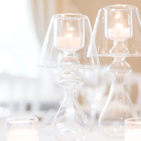 Blown Glass Votive Candle Holder with Lamp Silhouette - Tall