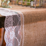 Burlap And Lace Table Runner With Equestrian Monogram (90" / 2.3m long) Black