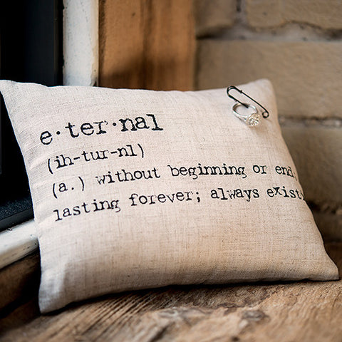 Natural Linen Ring Pillow with Vintage Type Mocha Mousse
