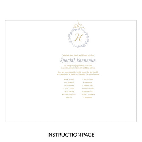 Wooden Wedding Guest Book - Botanical Wreath Etching