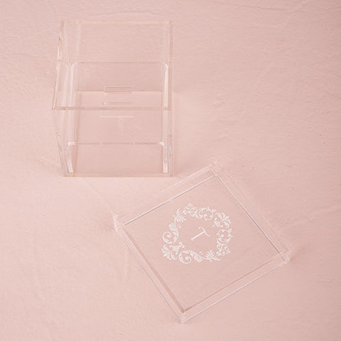 Acrylic Wedding Ring Box - Monogram Simplicity Etching