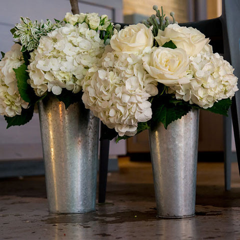 Galvanized Flower Market Bucket with Handle - Small
