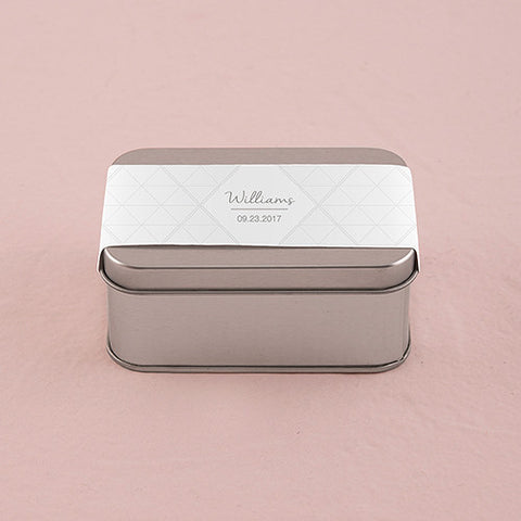 XOXO Rectangular Tin Box with Lid Silver