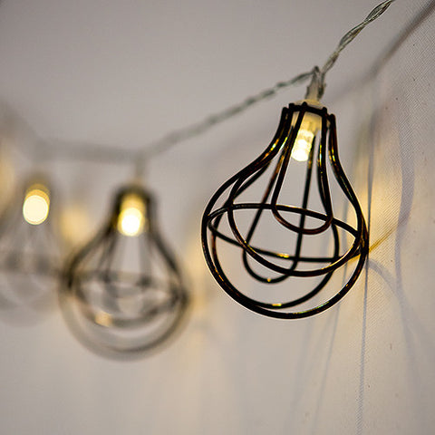 String of Lights with Light Bulb Wire Cage - Battery LED
