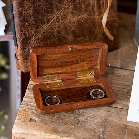 Natural Charm Personalized Pocket Size Wooden Wedding Ring Box - Garland Under