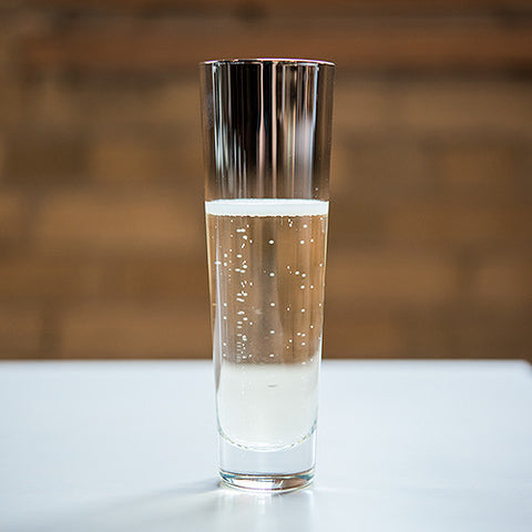 Modern Stemless Champagne Flute with Silver Ombre Fade Silver