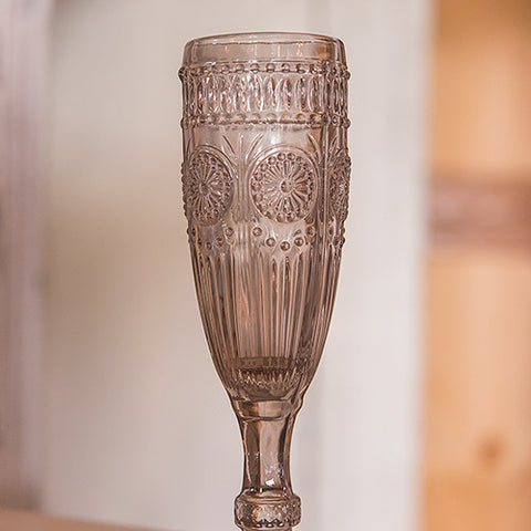 Vintage Style Pressed Glass Flute in Grey