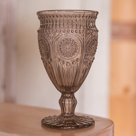 Vintage Style Pressed Glass Goblet in Grey