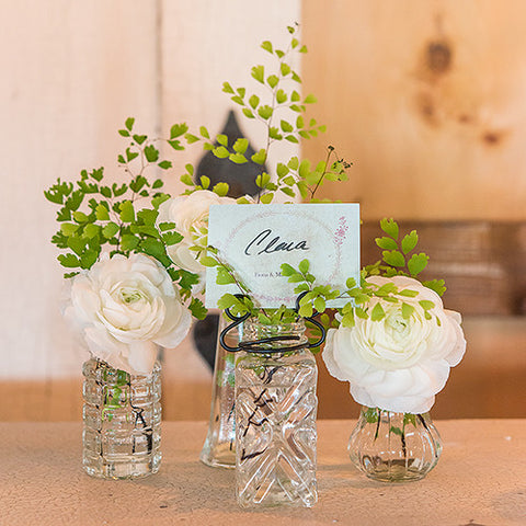 Vintage Inspired Pressed Glass Vases with Stationery Holders