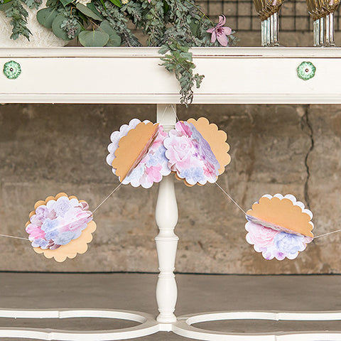 3D Floral Print Paper Garland