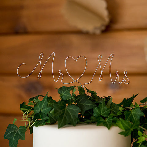 Mr. & Mrs. Twisted Wire Cake Topper - Silver Silver
