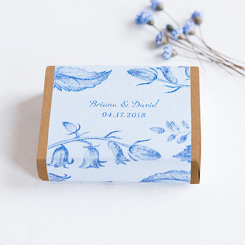 Kraft Drawer-Style Favor Box With Romance Floral Wrap Assortment Powder Blue