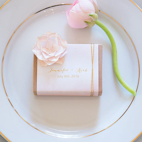 Kraft Drawer-Style Favor Box With Aqueous Wrap Pastel Pink