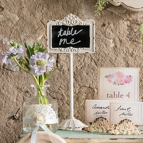 Tabletop Antique White Blackboard Stand White
