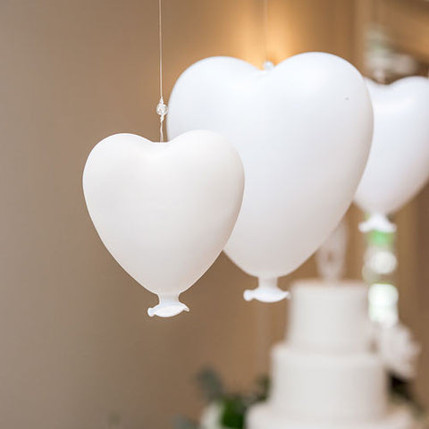 White Blown Glass Hanging Heart Decoration - Large White