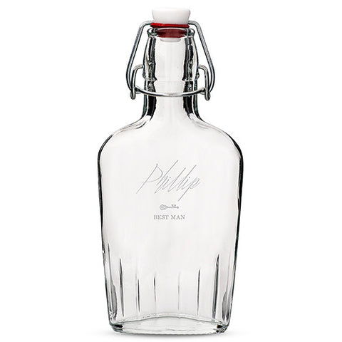 Personalized Clear Glass Hip Flask Key Etching