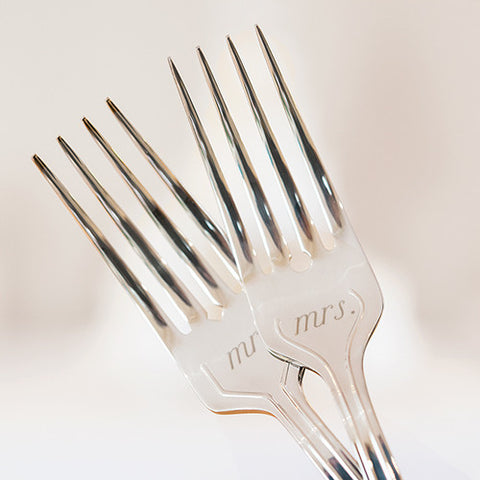 Mr. & Mrs. Cake Fork Set Silver