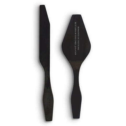 Onyx Black Modern Cake Serving Set - Open Format Etching Black