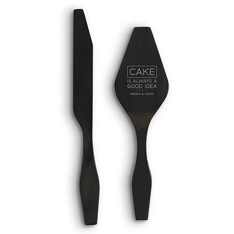 Onyx Black Modern Cake Serving Set - Cake Etching Black