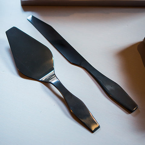 Onyx Black Modern Cake Serving Set Black