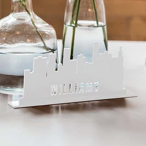 Personalized Industrial Cityscape White Acrylic Sign