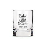 Personalized Whiskey Glasses with Baby It's Cold Outside Printing White